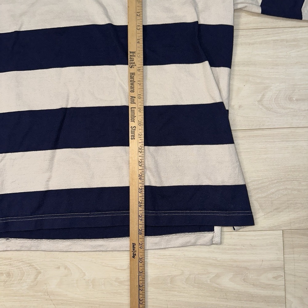 IZOD Varsity Rugby shirt Mens Navy striped Long Sleeve Size Large Sporty Classic - Picture 7 of 9